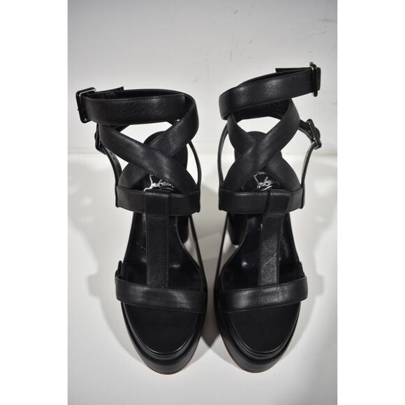 Christian Louboutin Yazefatt Strap 130 Black Platform Bloc Heel Sandal Pump 37.5 - Picture 9 of 12